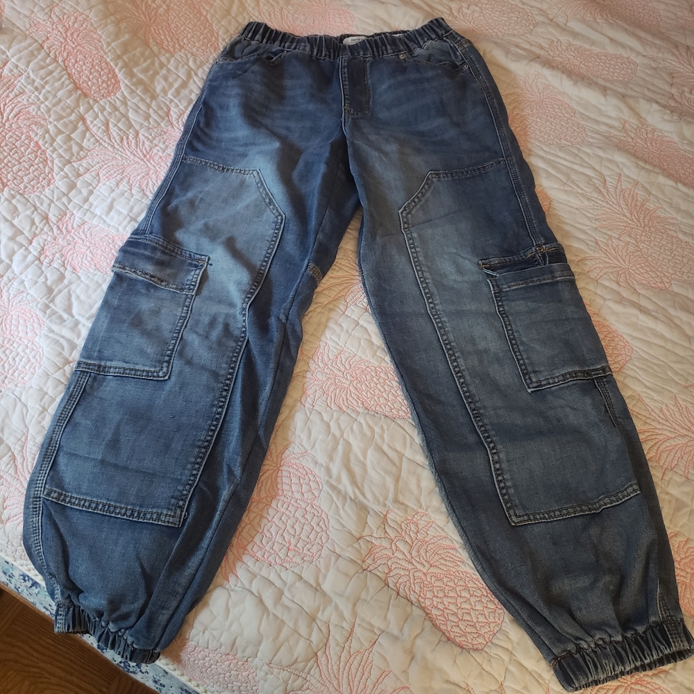 NWOT Denim Cargo Jogger Pants Small